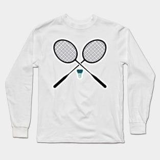 Badminton with Racket Sticker vector illustration. Sport object icon design concept. Sports badminton game elements sticker design logo. Long Sleeve T-Shirt